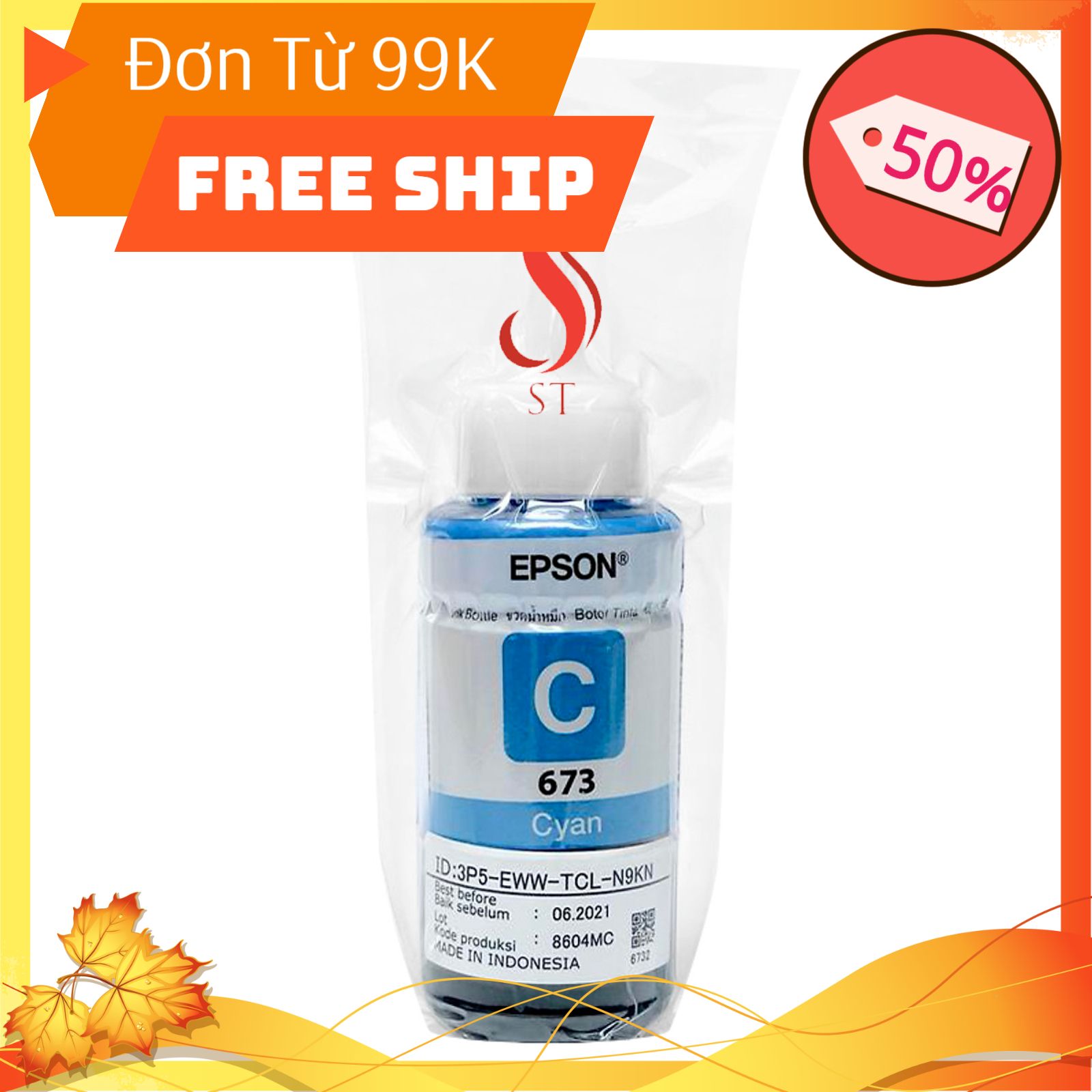 [NEW] Bộ Mực 673 Epson 6 Màu (Cho L800 / L805 / L1800 /T50 / T60 / 1390 / 1430) ❤️FREESHIP❤️ Hàng Bóc Máy Zin