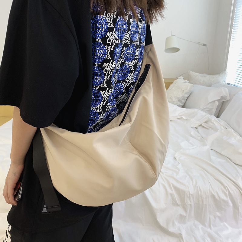 ELACCENT Crossbody bag shoulder bag waterproof nylon dumpling bag Korean version solid color large-capacity crossbody bag