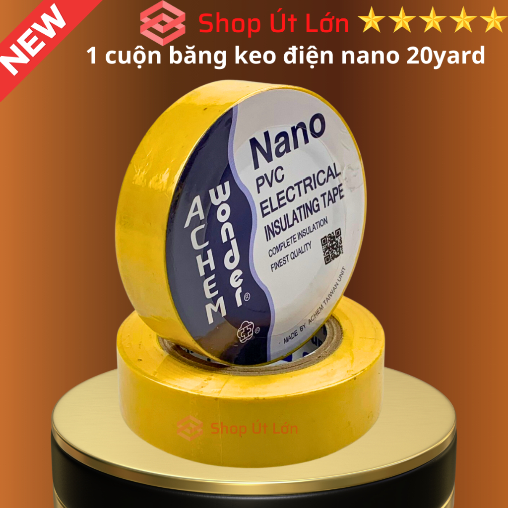 1 Cuộn băng keo điện Nano, màu Vàng, 20yard 18 mét