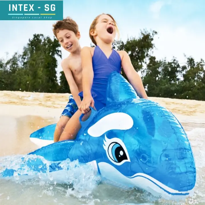INTEX- Whale Ride-On Inflatable pool float Children Swim Floating Pool Play Free Air Pump