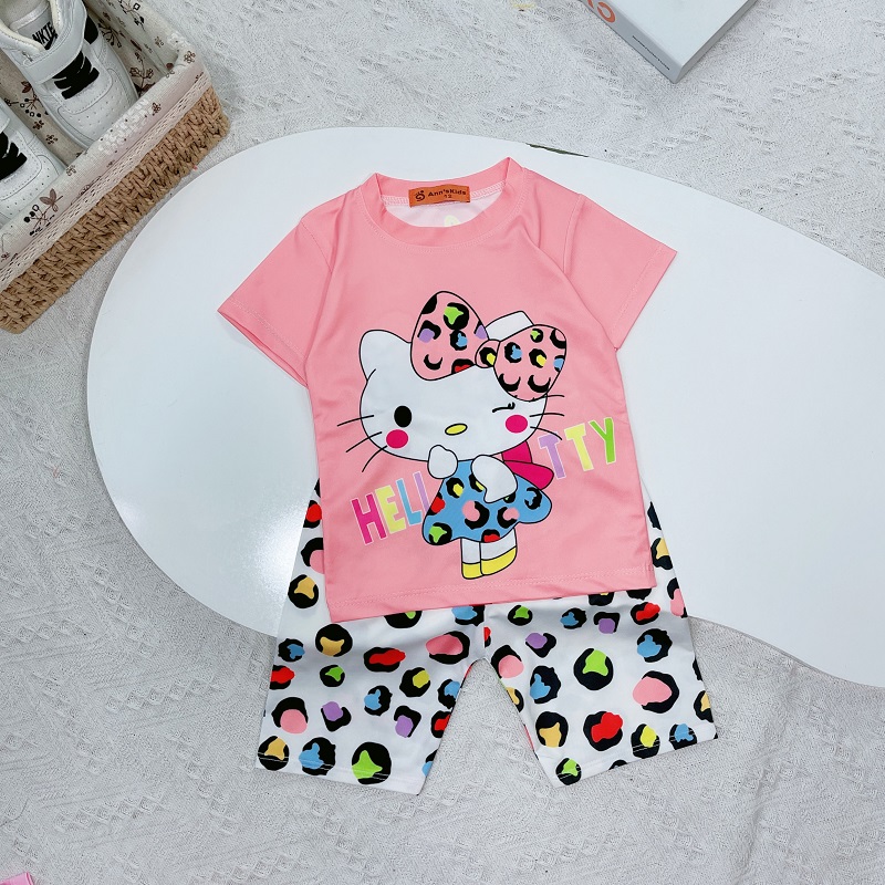 Bộ thun lạnh quần lững in 3D cho bé gái 8-18kg