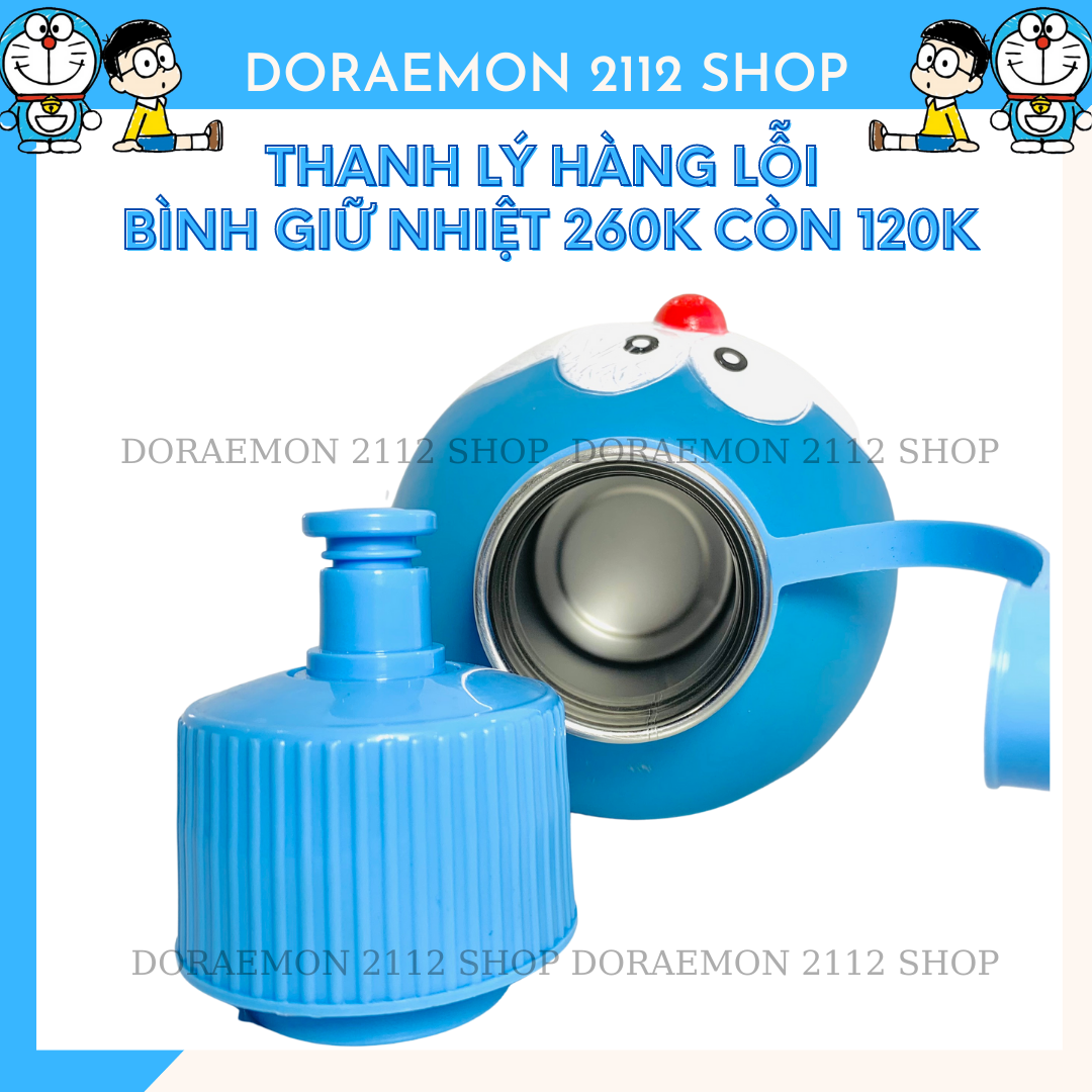 THANH LÝ Bình giữ nhiệt Doraemon 600ml LỖI XƯỚC SƠN