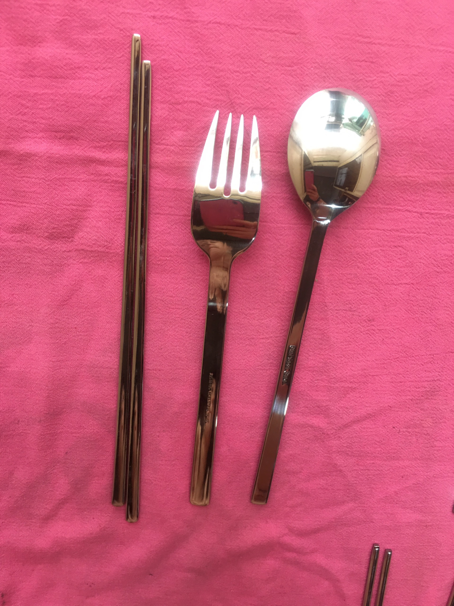 BỘ MUỖNG ĐŨA NĨA ĐẦU DẸP ĐẶC RUỘT INOX 304 KIỂU HÀN QUỐC ] COMBO 2 BỘ HOẶC 5 BỘ