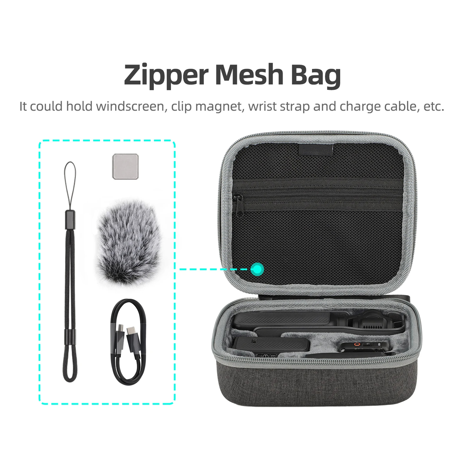 Camera Bag with 1/4 Threaded Handle Compartment Camera Storage Bag Waterproof Protective Camera Case for Dji Osmo Pocket 3 Portable Storage Bag with Soft Inner Hardness Cover and Mesh Pocket Ideal