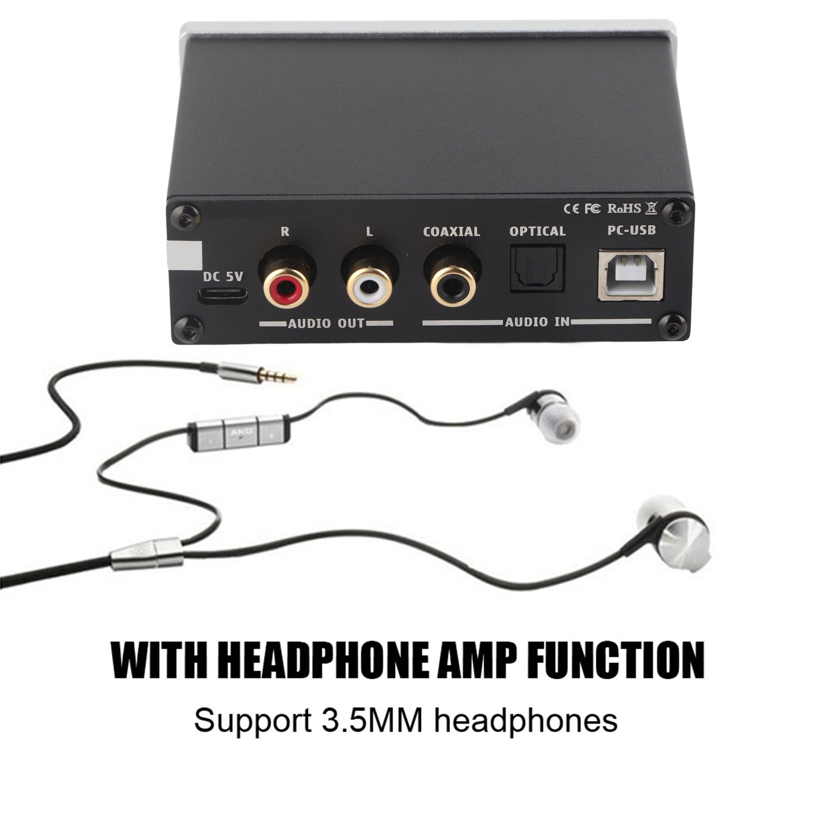 DAC Decoder Portable Audio Decoding with Headphone Amplifier Support for 3.5mm Headphone