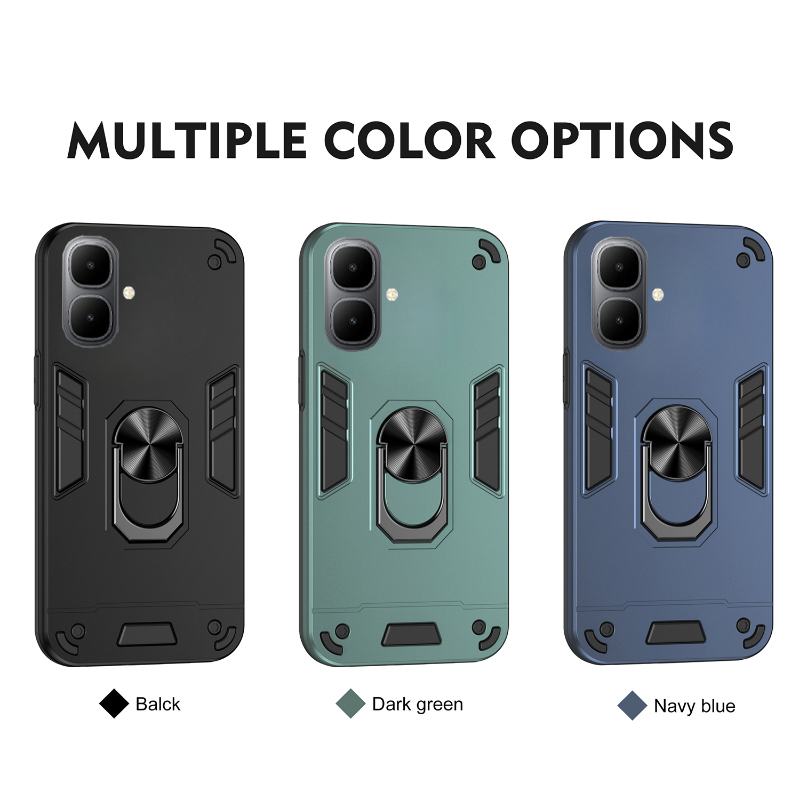 For Tecno Spark Go 2 / infinix Smart 10 Phone Case Shockproof Armor iron Metal Ring Kickstand Bracket Casing for infinix Smart 10 Cover Casing HP.