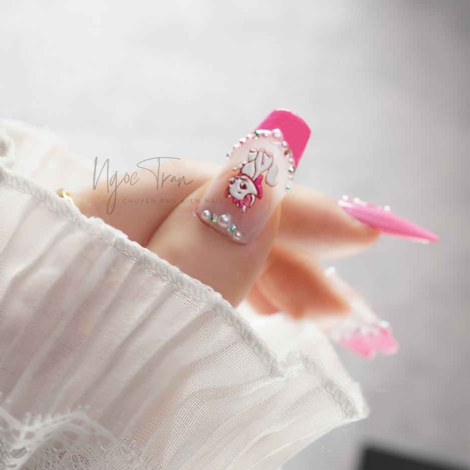 Sticker Nail 5D Lụa Nổi | Mèo Marie | Hình Dán Móng Tay
