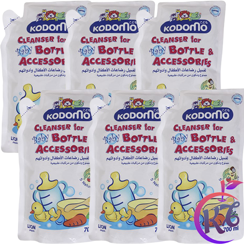 Combo 6 bịch Nước rửa vệ sinh bình sữa rau củ quả và phụ kiện Kodomo bịch 700ml Thái Lan - dạng gói - nuoc rua binh sua rau cu qua va phu kien cho be