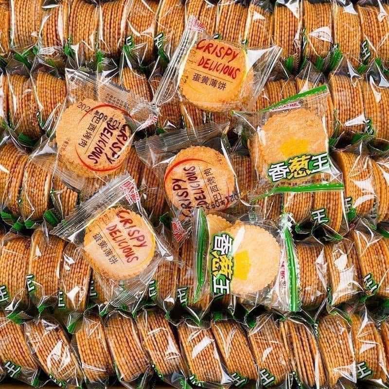100g Bánh quy đồng tiền/Bánh quy vị hành - thịt nướng - trứng muối món ăn vặt dinh dưỡng