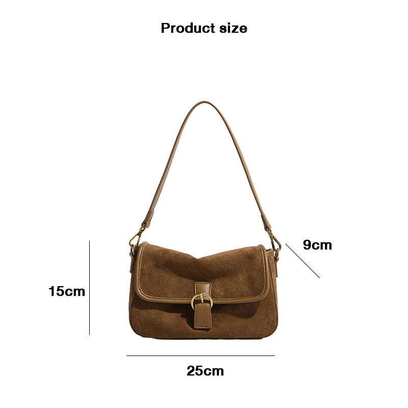 C&K Niche designer retro high-grade texture suede handbag