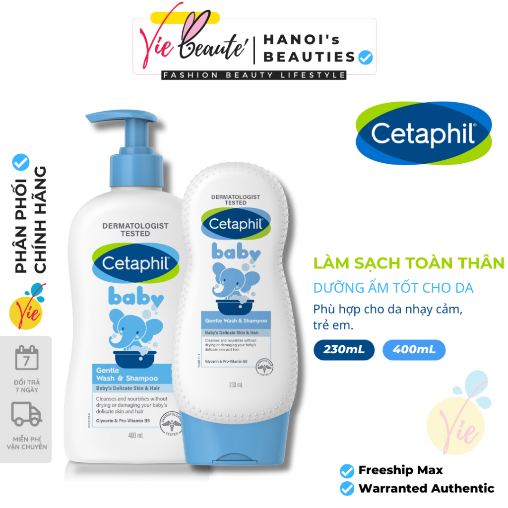 Sữa tắm gội cetaphil baby gentle wash & shampoo dịu lành cho bé 400ml