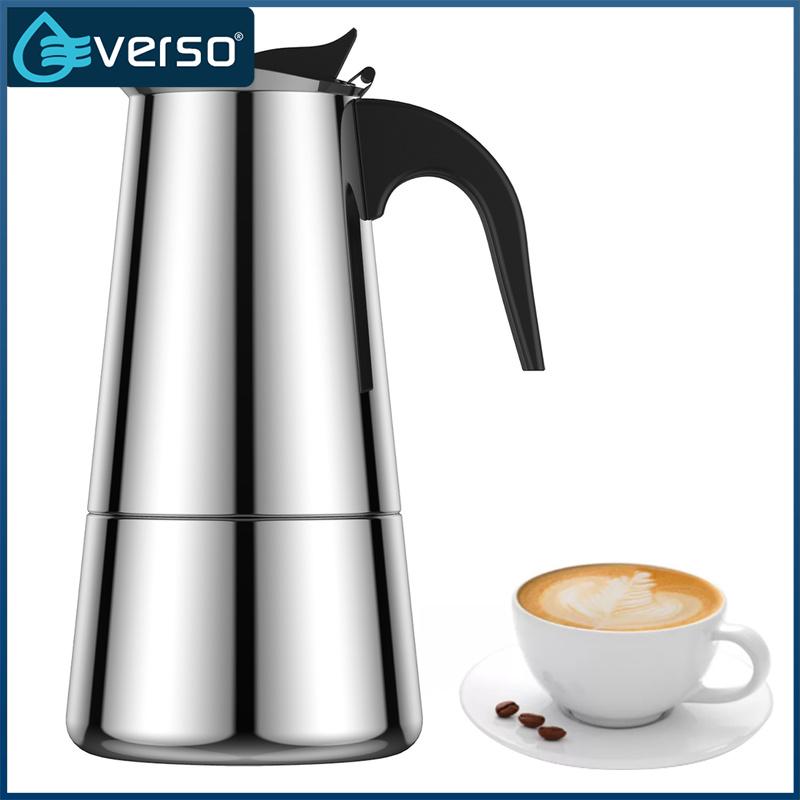 Everso Espresso Maker Induction Coffee Maker Stainless Steel Stovetop Coffee Maker Moka Pot for Induction Cookers Coffee Pot Induction Coffee Maker Stainless Steel Espresso Maker