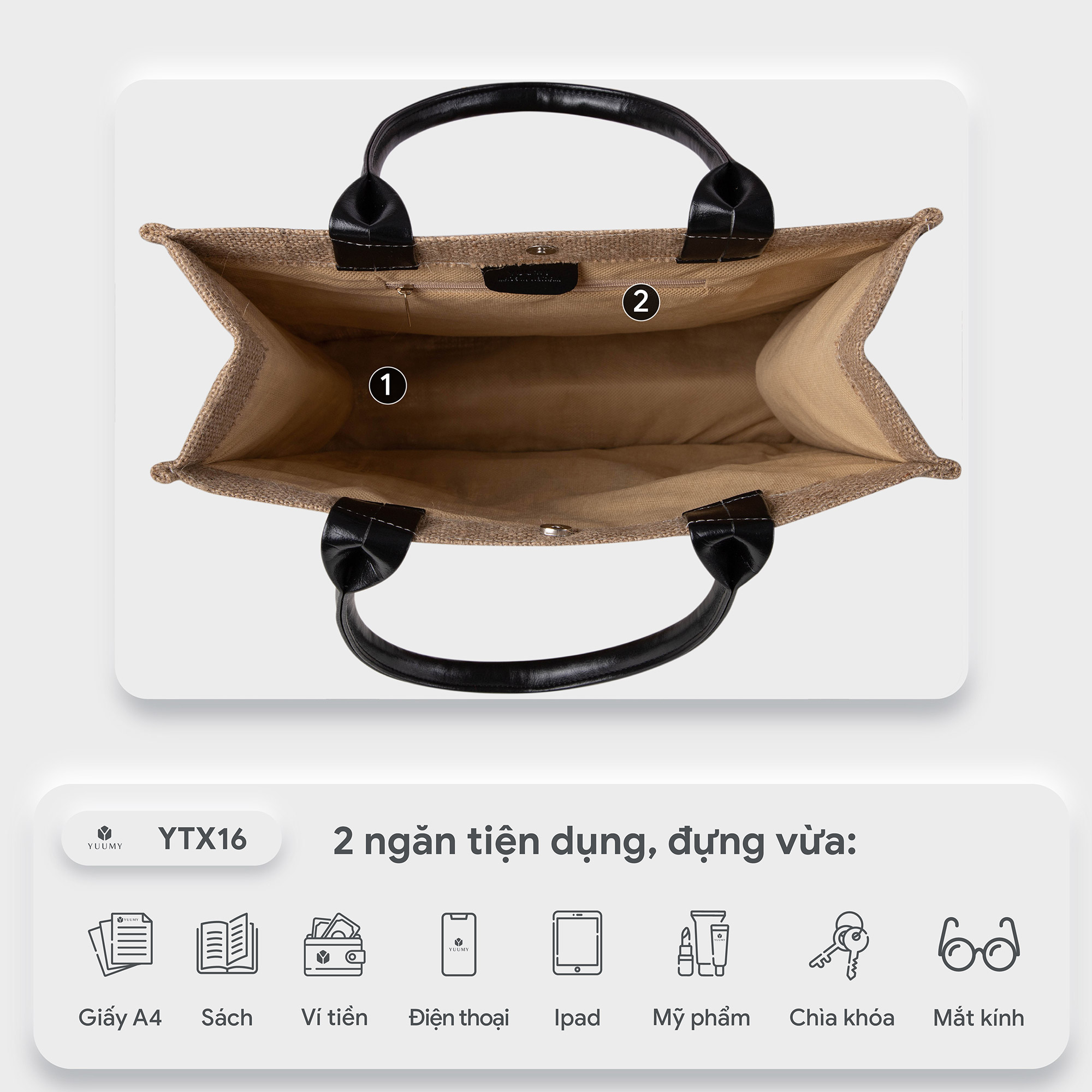Túi YUUMY (Thời trang nữ đa năng cỡ vừa - Túi xách vải bố YTX16)