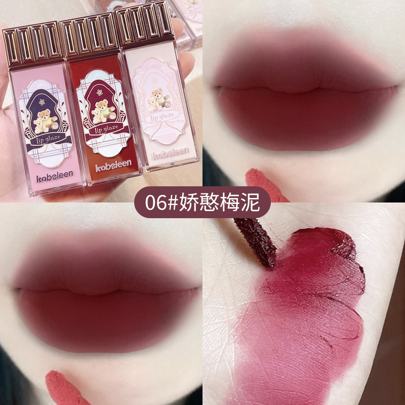 Kobeleen đám mây môi men sáu màu Matte nhung son môi ngọt ngào đẹp trắng thấp bão hòa cô gái môi bùn bán buôn HZMBB2155