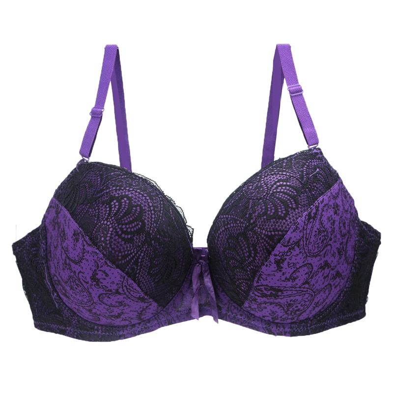 New Lace Push Up Bras For Women Plus Size Female Plunge Bow Floral ...