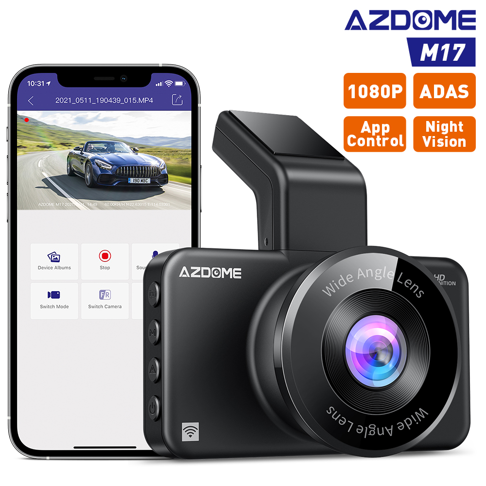 AZDOME M17 Wifi 1080P ADAS Car Dash Camera Full HD 3 Inch IPS Screen Monitor Night Vision APP