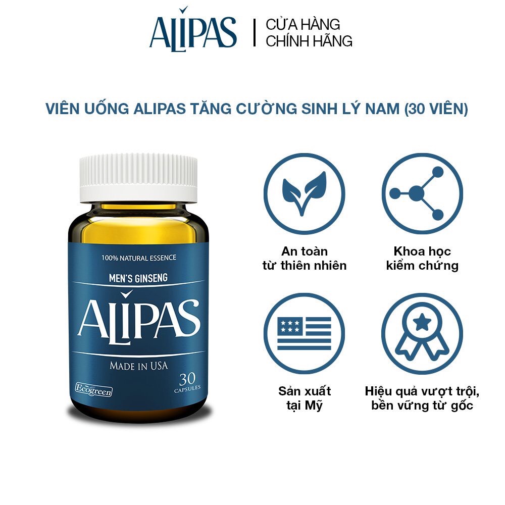 ALIPAS tăng cường sinh lý nam với Eurycoma longifolia, Oyster Meat, Pine Bark Extract - Hàng chính hãng (Hộp 30 viên) thumbnail