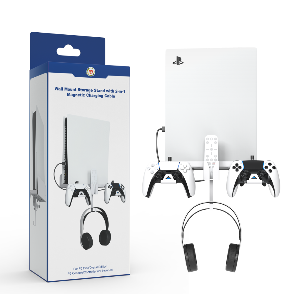 For PS5 Game Console Wall Bracket Wall Mount Storage Rack Stand for PS5 Game Handle and Earphone Bracket Anti-Slip Holder