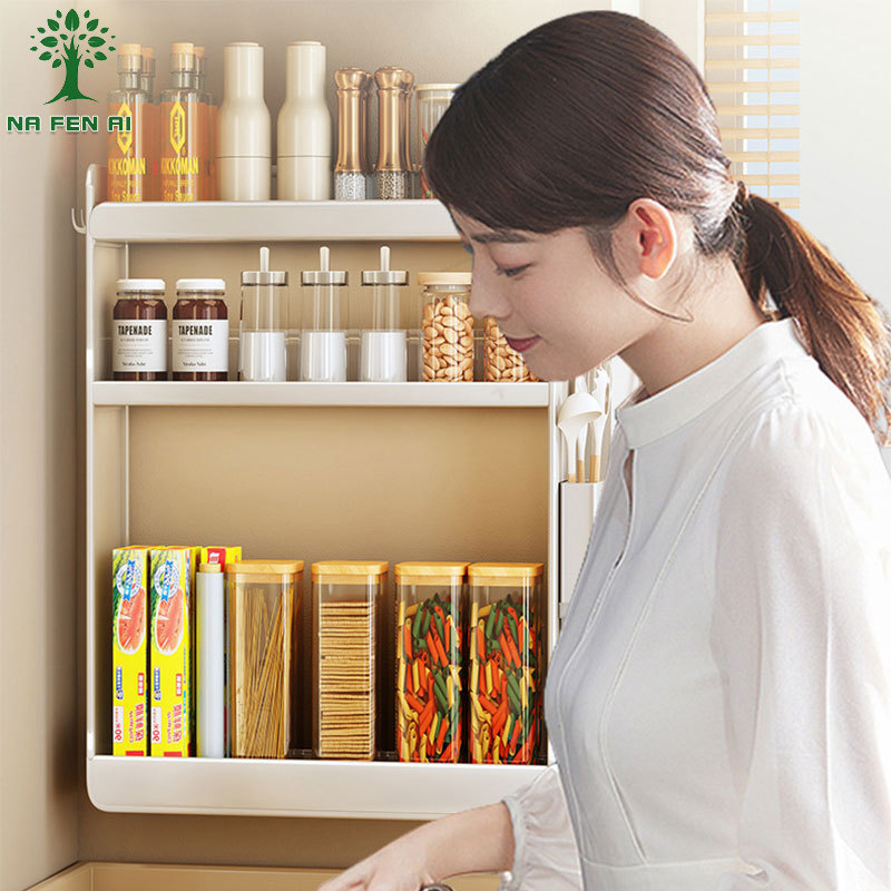 NFA Hole-free kitchen wall-mounted storage rack Multifunctional wall-mounted spice rack to store bottles and jars with seasoning rack