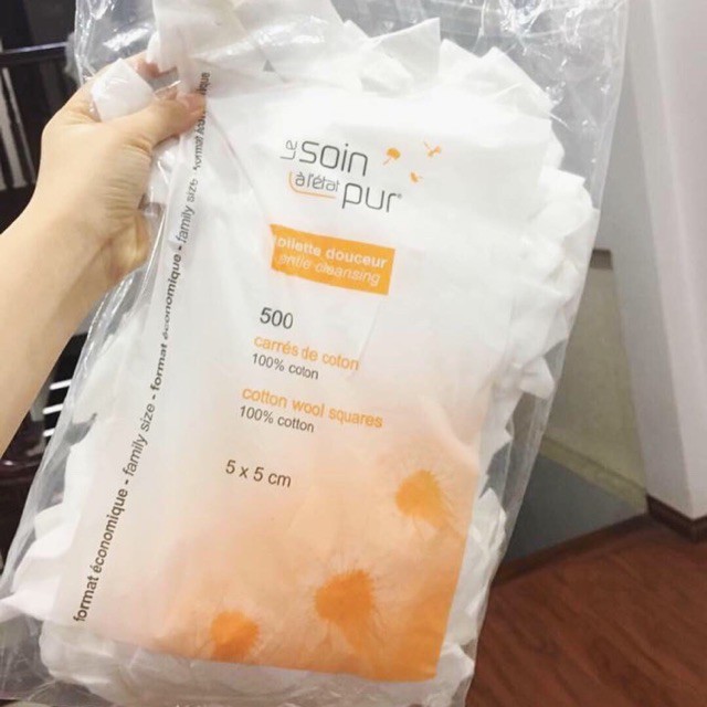 Bông tẩy trang pháp 500/600 miếng tetra
