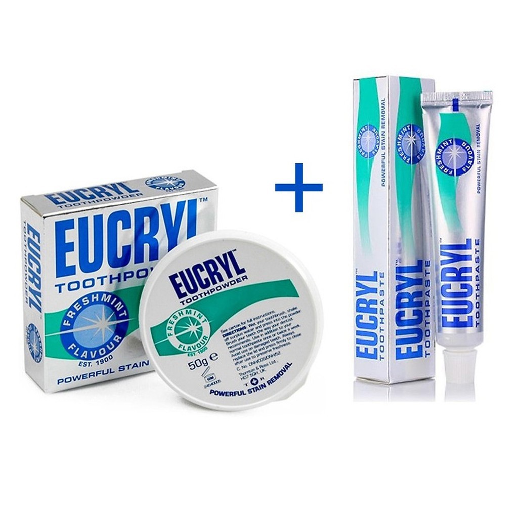 Kem / Bột Eucryl làm trắng răng Toothpaste (62g) & Toothpowder (50g)