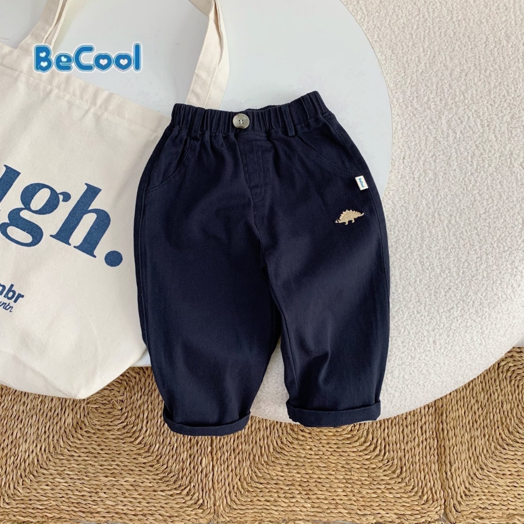 Quần dài thêu Khủng Long cho bé, quần dài bé trai bé gái chất kaki nhẹ cho bé từ 10-27kg
