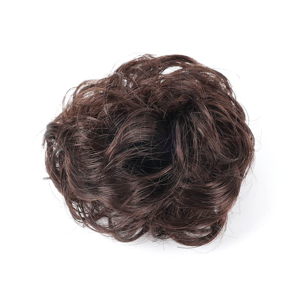 Women Hair Ring Wig Hair Extension Pad Natural Smooth Short Wig Ball Hair Ring Extension Elastic Hair Tie Head Flower Women Fashion Short Curly Hair Bun Elastic Rubber Band