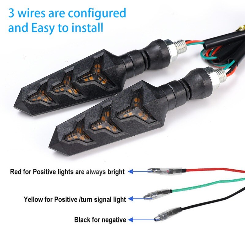 2PCS Motorcycle 3LED Turn Indicator Light Motorcycle Modified Bendable Flow Turn Signal Light
