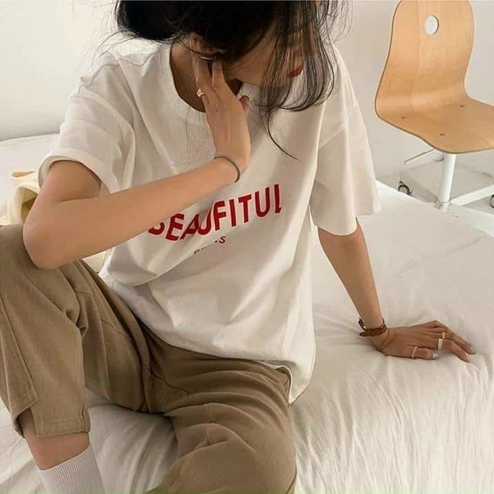 Áo thun basic in chữ Beautiful cực chất