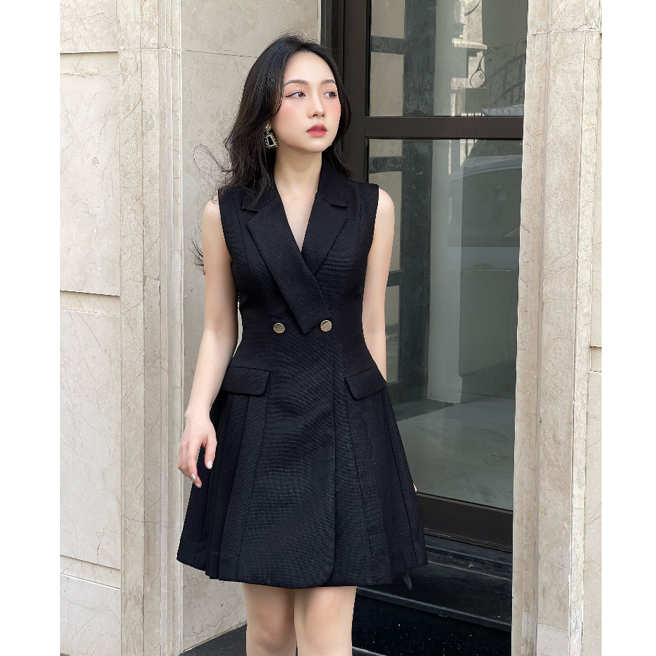 JOVEN Đầm Eleanor Cổ Vest Chiết Eo Trẻ Trung Thanh Lịch