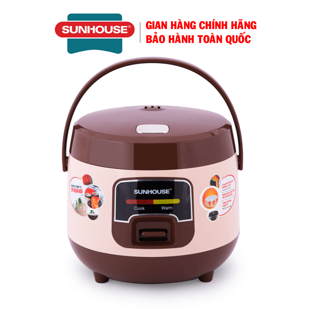 Nồi cơm điện 1L Sunhouse SHD8208, Nồi cơm điện nhỏ, Nồi cơm điện Sunhouse giá rẻ, Dung tích 1L phù hợp với gia đình 2-4 người ăn, Lòng nồi chống dính Whitford (USA) siêu bền, an toàn sức khỏe, bảo hành 12 tháng