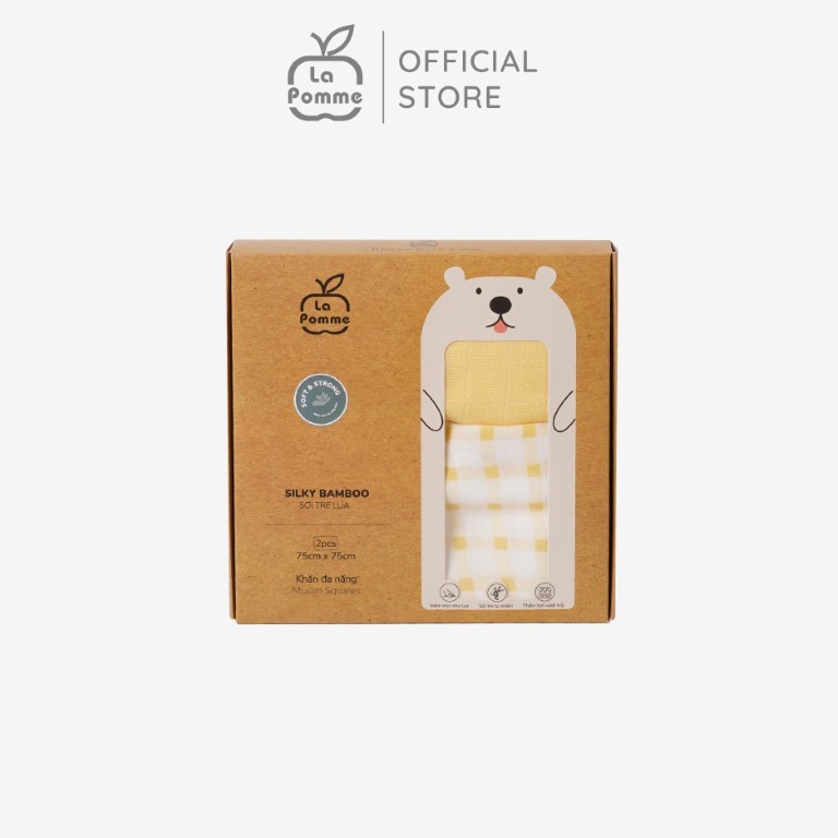 K002 Set 2 Khăn sữa sợi tre lụa La Pomme phối màu (75x75cm) - Nắng mùa xuân