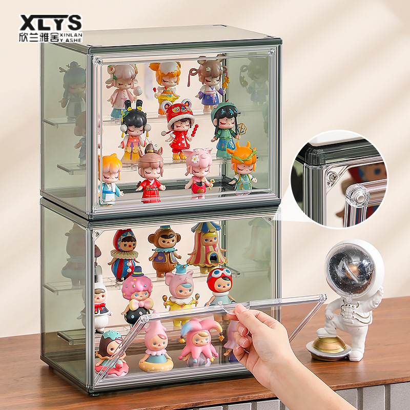 Blind box storage display shelf, desktop transparent dustproof acrylic storage cabinet figure display box