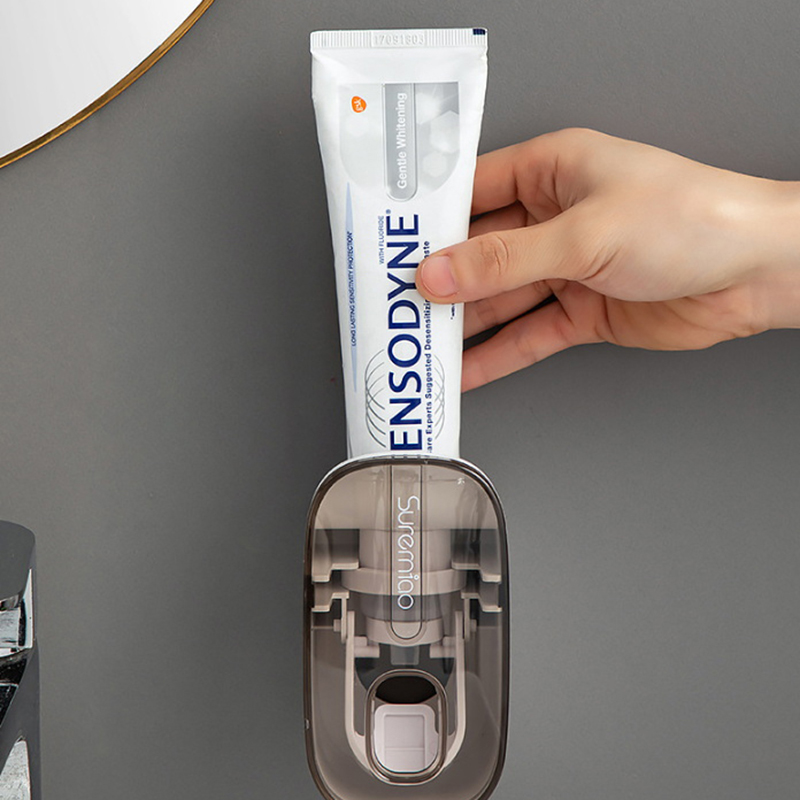 [FU💖] 1Pcs Automatic Toothpaste Dispenser Bathroom Accessories Wall Mount No Punching Lazy Toothpaste Squeezer Toothbrush Holder