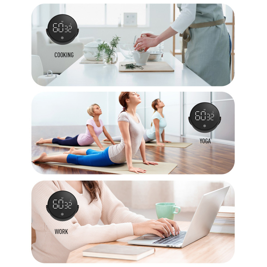【Ready Stock】Magnetic Kitchen Timer LED Digital Timer Manual Countdown Timer Alarm Clock Cooking Shower Study Fitness Stopwatch Time Master
