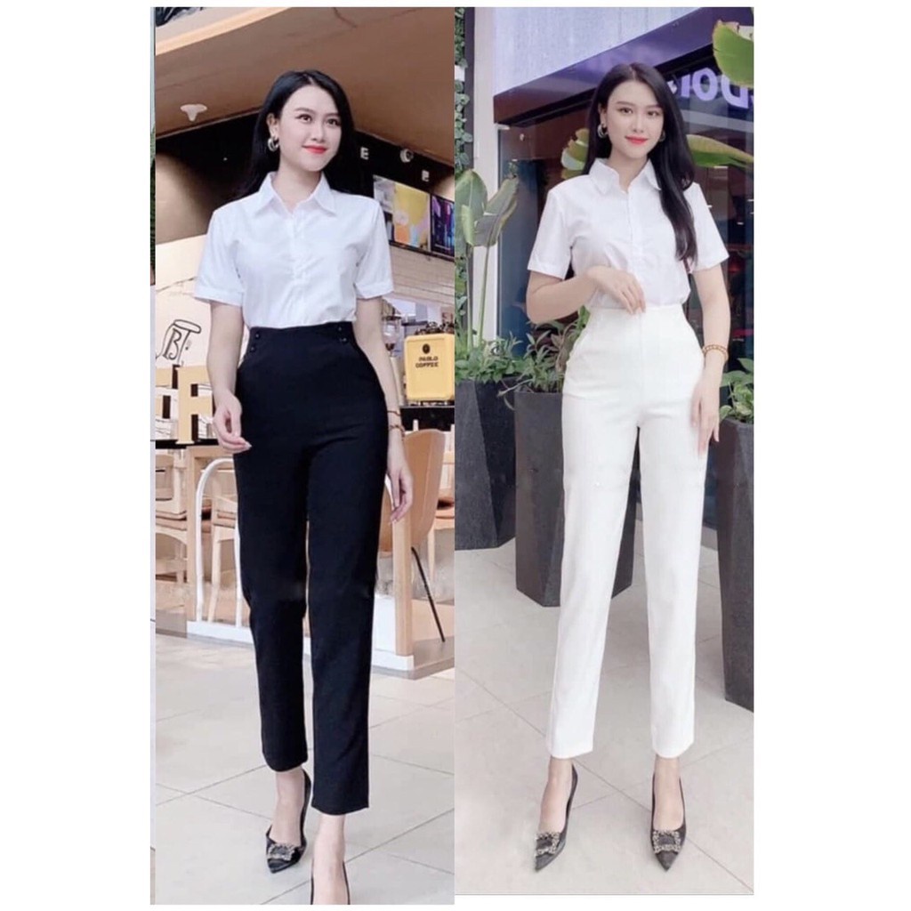 Quần công sở nữ khoá lưng quần tây nữ cạp cao