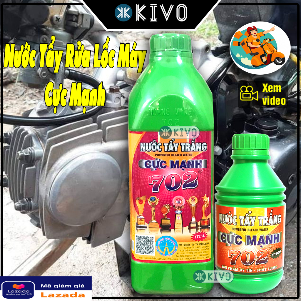 Dung Dịch Tẩy Rửa Lốc Máy Siêu Sạch 702 1LÍT/500Ml - Dung Dịch Vệ Sinh Đầu Bò - Dung Dịch Tẩy Lốc Máy Xe Máy- Nước Tẩy Trắng Cực Mạnh 702 Tẩy Rửa Bình Xăng Con, Inox, Nhôm - Nước Tẩy Rửa Đa Năng- Nước Rửa Xe Máy Cao Cấp Kivo