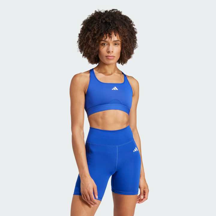 adidas Tập luyện Áo Bra Tập Luyện Medium Support Powerreact Nữ Màu xanh da trời IY7710