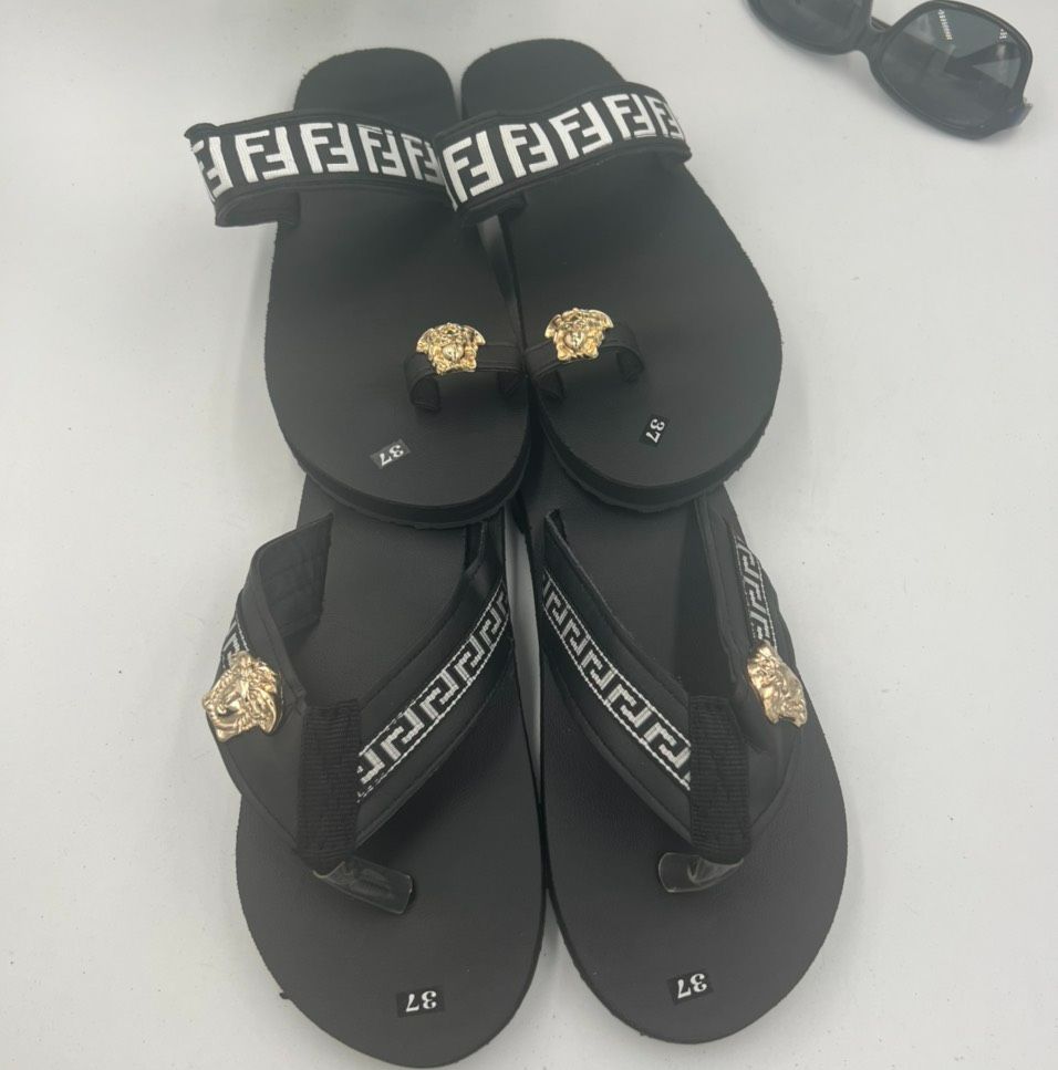 dép cặp đôi nam nữ F 13 đen ( thới giới sandal )