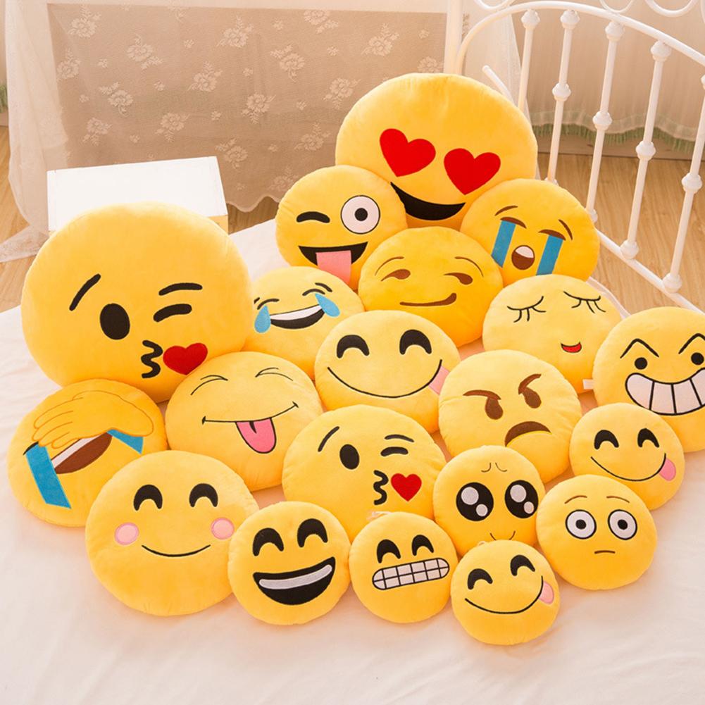 Hittime 15CM Soft Emoji Yellow Round Cushion Emoticon Stuffed Plush Toy Pillow #253729. 