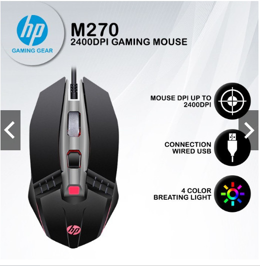 Chuột Chơi Game G270 2 DPI siêu nhạy 4 Nút Bấm có đèn led RGB gaming thiết kế công thái học