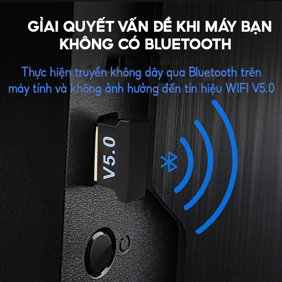 Adapter USB Bluetooth 5.0 Dongle Mini Dùng Cho Máy Tính Laptop, PC