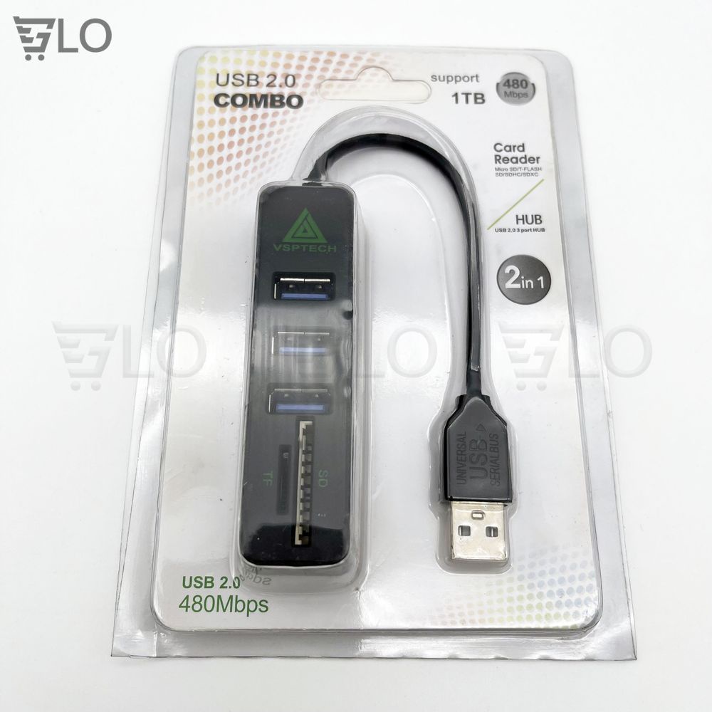 Hub Usb Gồm 3 Cổng Usb Kèm Đầu Đọc Thẻ Nhớ SD/TF