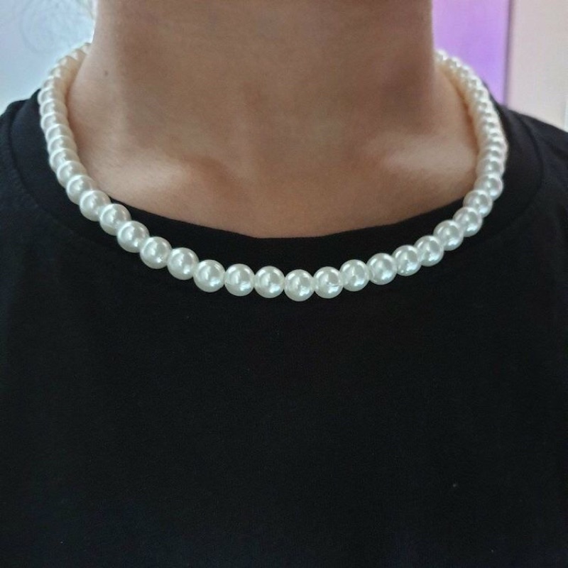 Best GiftPearl Necklace for Men White Pearl Necklace for Women Round Pearl  Choker Necklace Pearl Jewelry