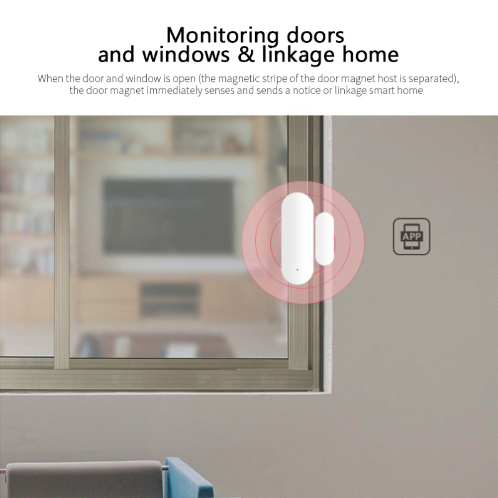 E Life Smart Store Tuya Smart Zigbee Door Window Sensor Smart Door Open/Closed Detectors Security Alarm System Smart Life App Remote Control for Smart Home A Burglar Alarm Automation Remote Control Works For Alexa Google Home