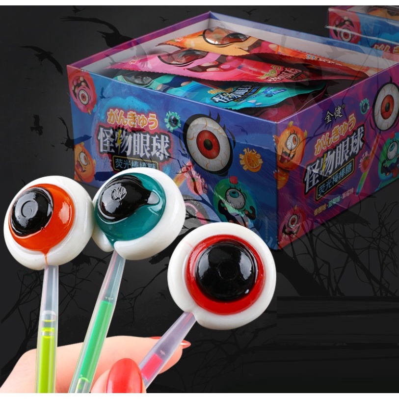 (10cái)kẹo mút con mắt phát sáng halloween