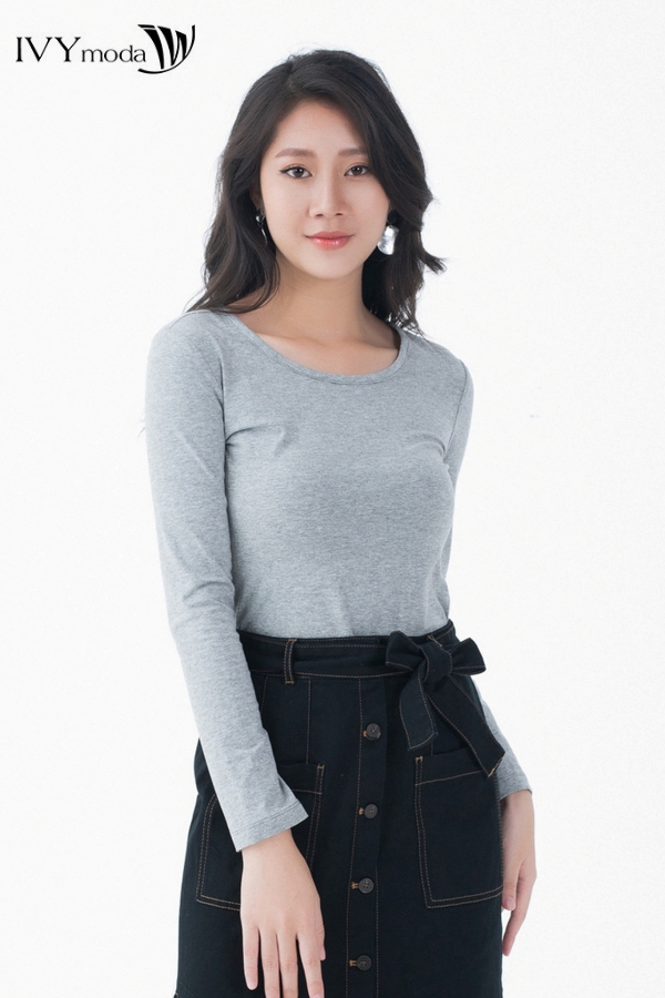 Áo thun trơn cổ tròn IVY moda MS 58P0157