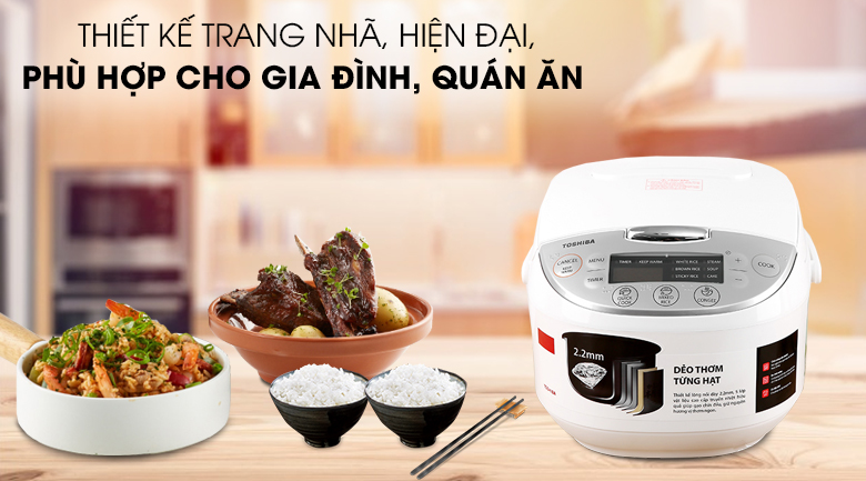Nồi cơm điện tử Toshiba 1 lít RC-10DH2PV(W) (Mẫu trưng bày mới 99% không thùng)