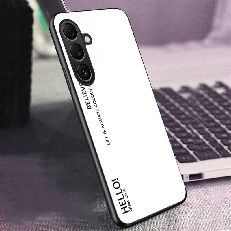 Phone case Samsung Galaxy A16 Gradient Mirror Tempered Glass Protector Hard Back Cover Samsung A16 Case. 