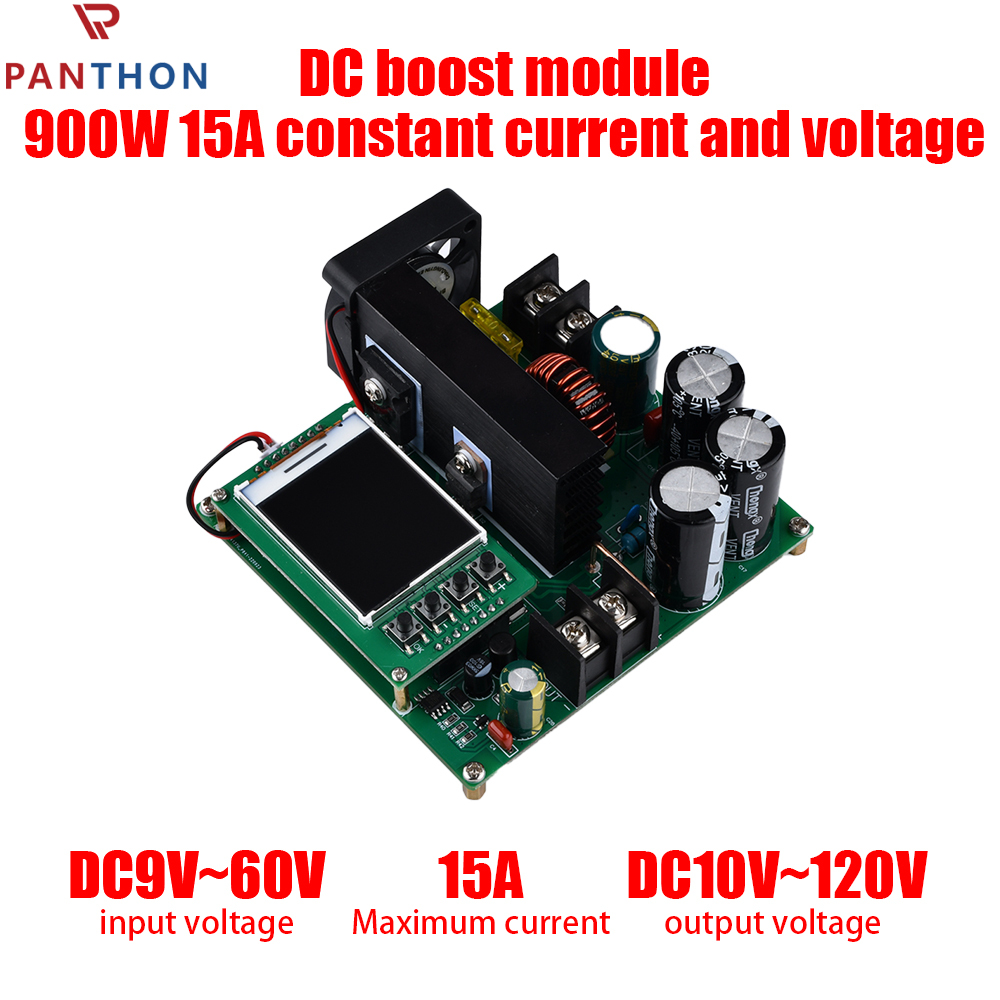 【💕Ready Stock🎉】PANTHON 1PC 900W 15A PCB CNC LCD Display Constant Current And Constant Voltage DC Boost Module Green